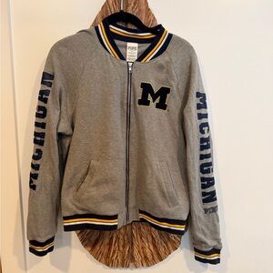 PINK Victoria's Secret Gray University of Michigan Varsity Jacket - Size Small